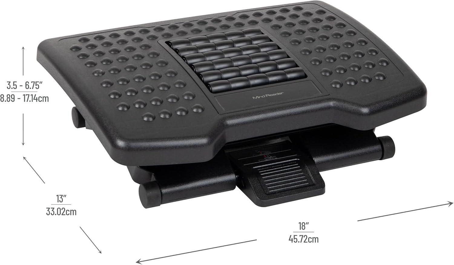 Mind Reader Mind Reader Foot Rest, Under Desk at Work, Ergonomic, Height Adjustable, Plastic, 18"L x 13"W x 6.75"H