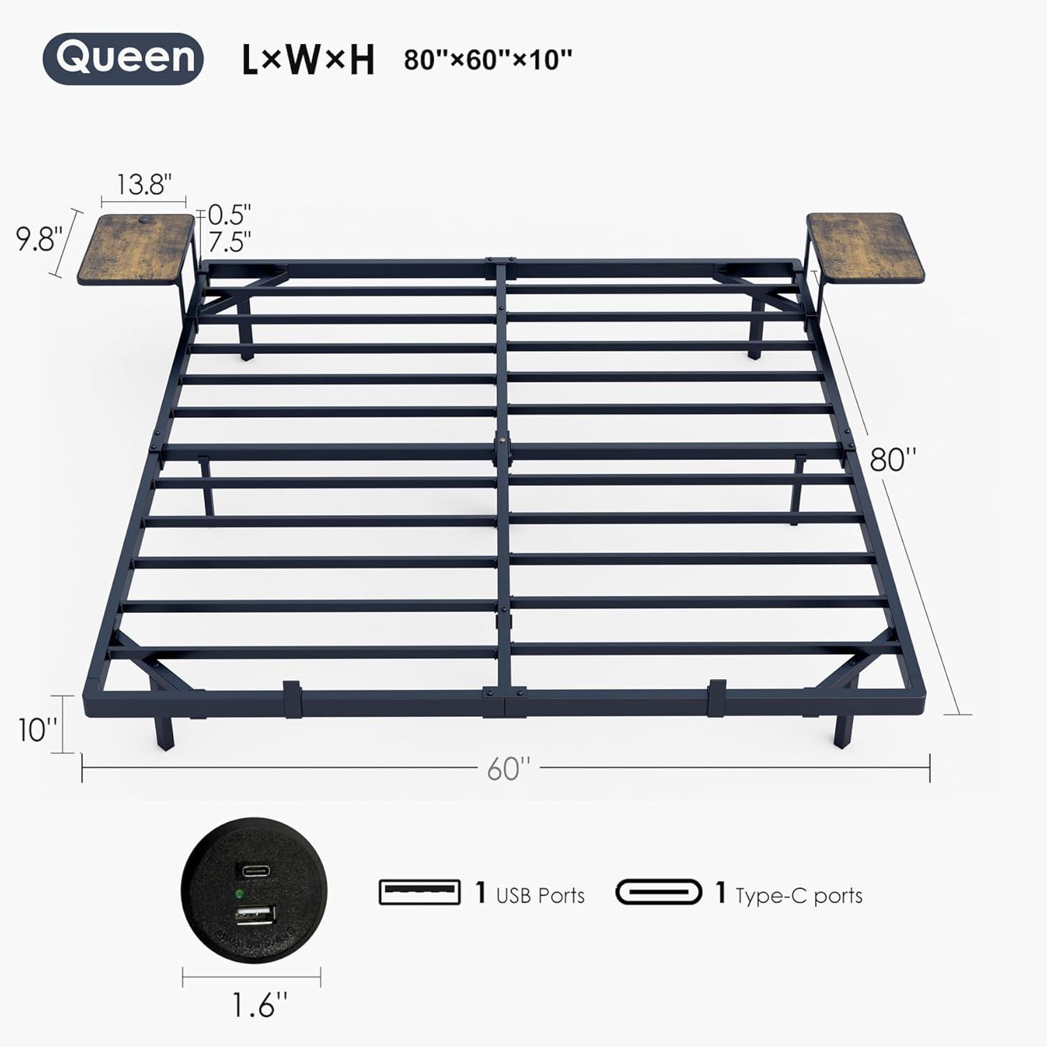 Hasuit Floating Bed Frame Queen Size Floating Queen Bed Frame with LED Lights Modern LED Queen Platform Bed Frame with Solid Wood Slats, No Box Spring Needed, Noise-Free, Without Headboard, Black