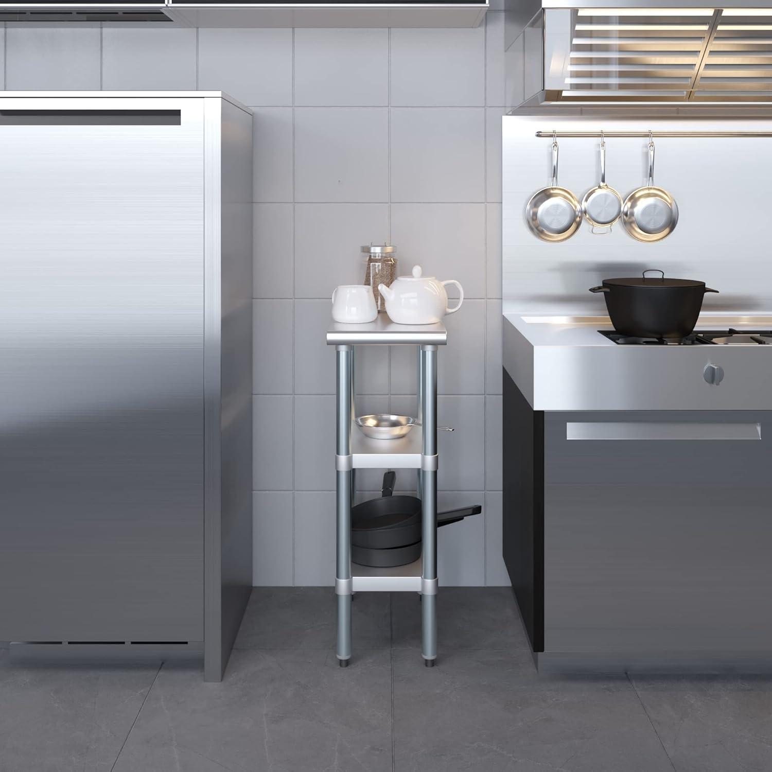 Amgood Stainless Steel Work Table with 2 Shelves