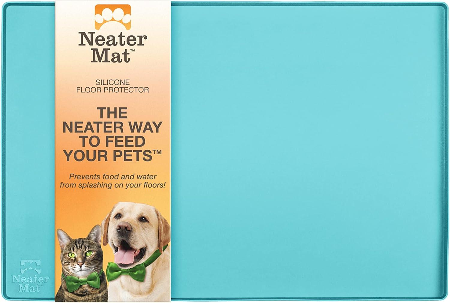 Aquamarine Waterproof Silicone Pet Food and Water Mat, 16" x 10"