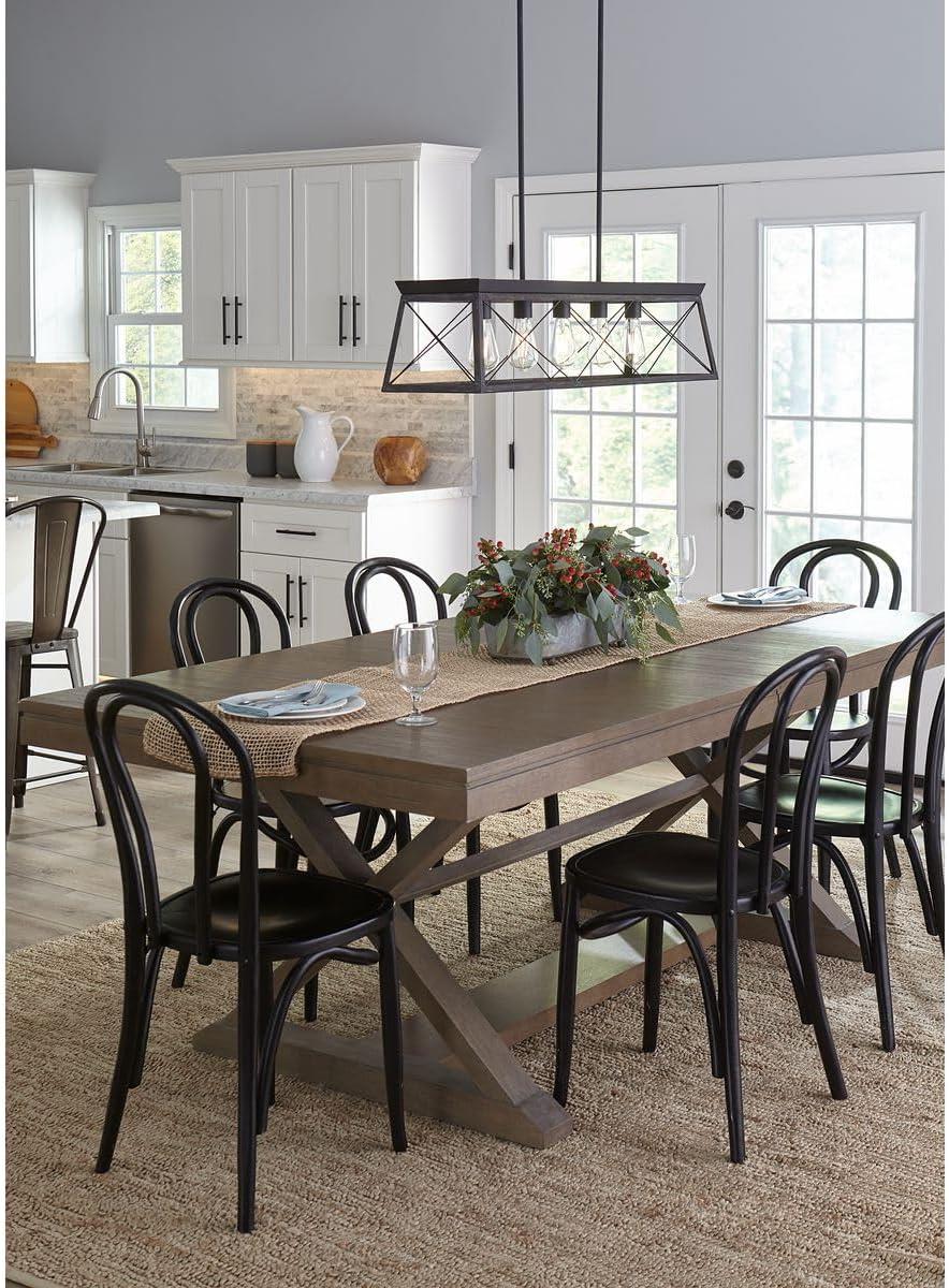 Progress Lighting Briarwood 5-Light Linear Chandelier, Textured Black, No Shade