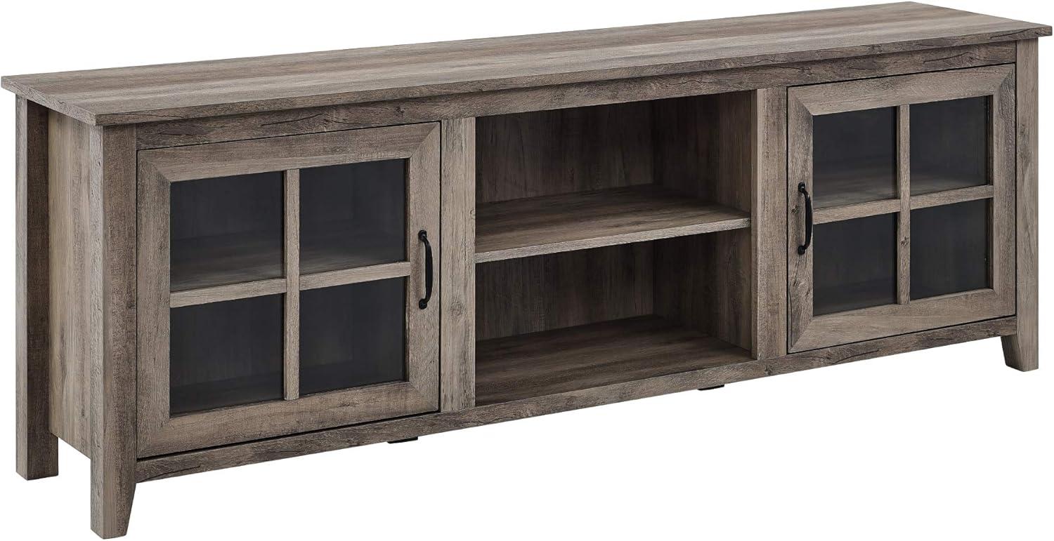 Modern Farmhouse 2-Door Glass Windowpane 70" TV Stand