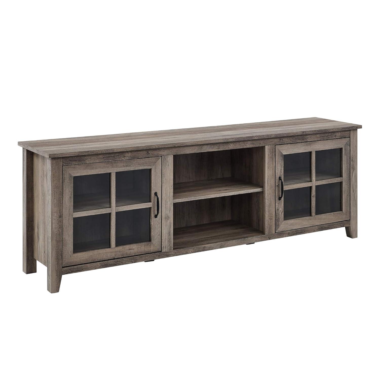 Modern Farmhouse 2-Door Glass Windowpane 70" TV Stand