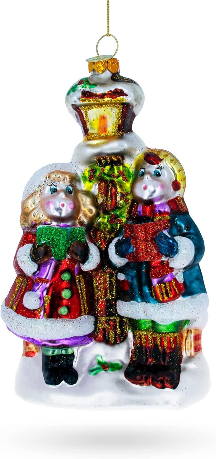 Hand-Painted Blown Glass Carolers Christmas Ornament