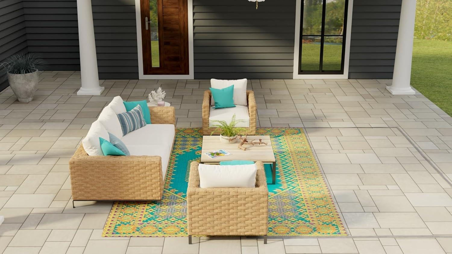 Mad Mats Oriental Turkish Polypropylene Rug Reversible Rust Outdoor, UV Resistant, 100% Recycled Material