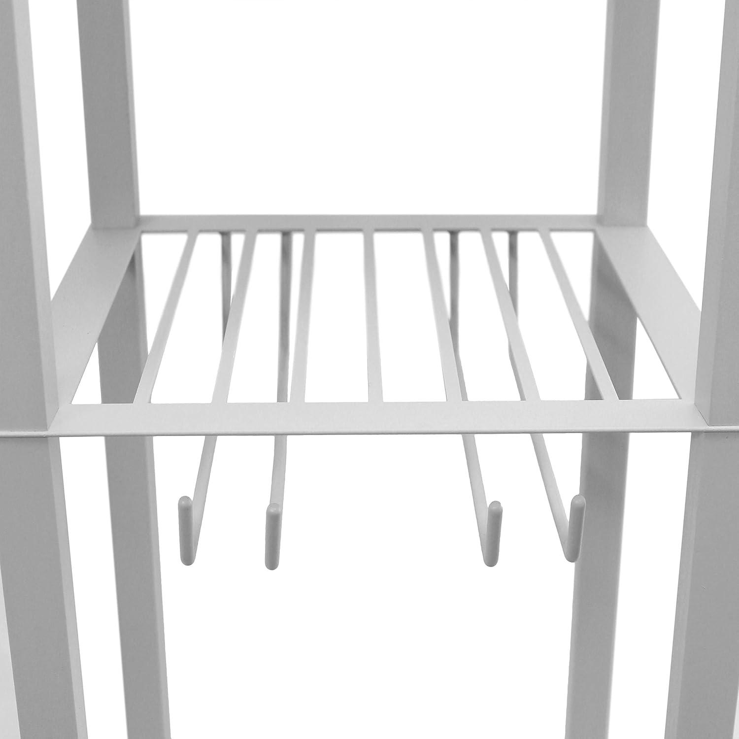 Etagere Organizer Storage Shelf Floor Lamp with Linen Shade Gray - Simple Designs