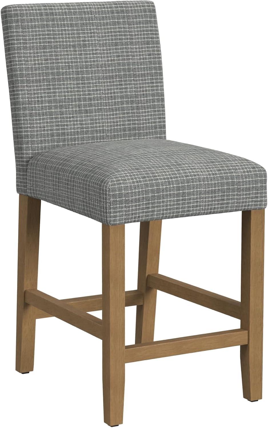 HomePop Classic 25" Indoor Upholstered Counter Stool, Sage Mini Grid Pattern