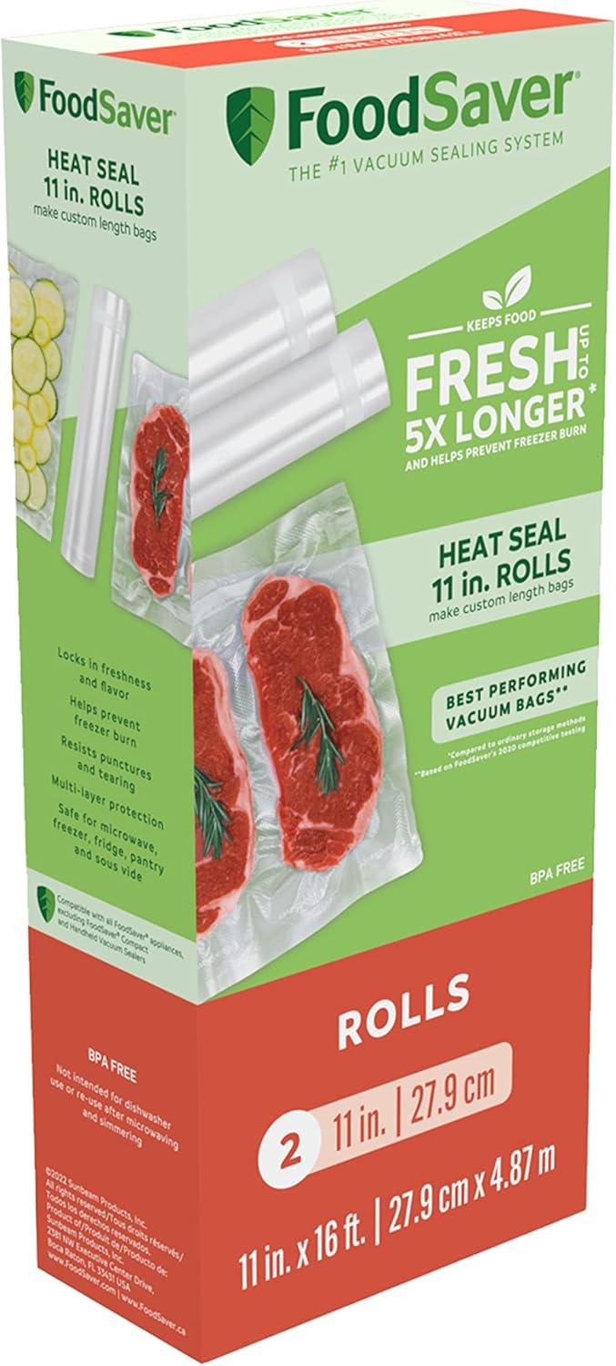 Clear 11" x 16' Expandable Heat-Seal Vacuum Sealer Rolls