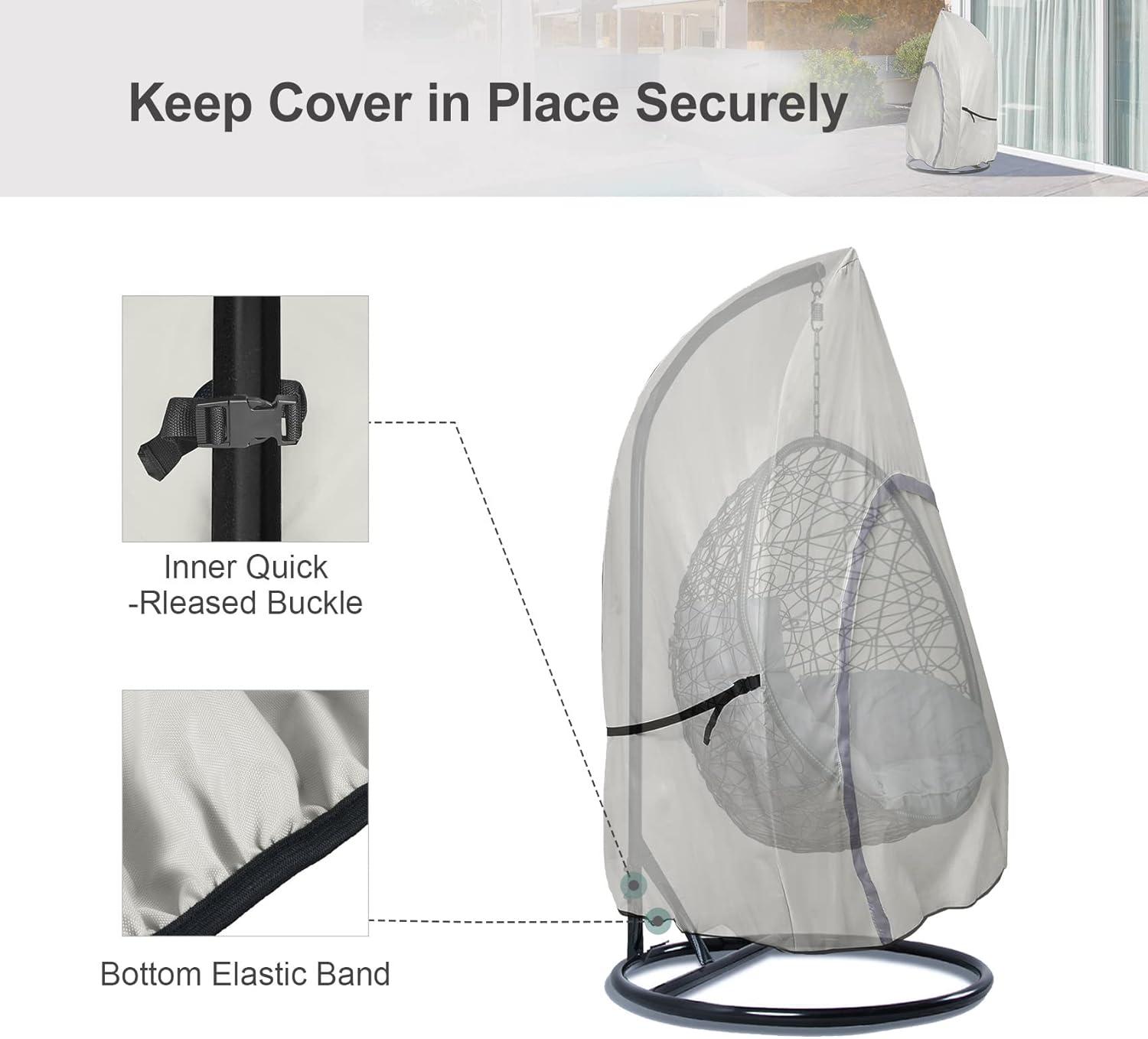 Arlmont & Co. Single Seat Patio Hanging Egg Chair Cover - Waterproof Outdoor Wicker Egg Swing Chair with Stand Cover