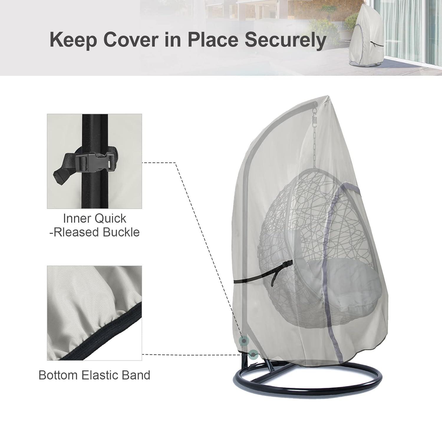 Arlmont & Co. Single Seat Patio Hanging Egg Chair Cover - Waterproof Outdoor Wicker Egg Swing Chair with Stand Cover