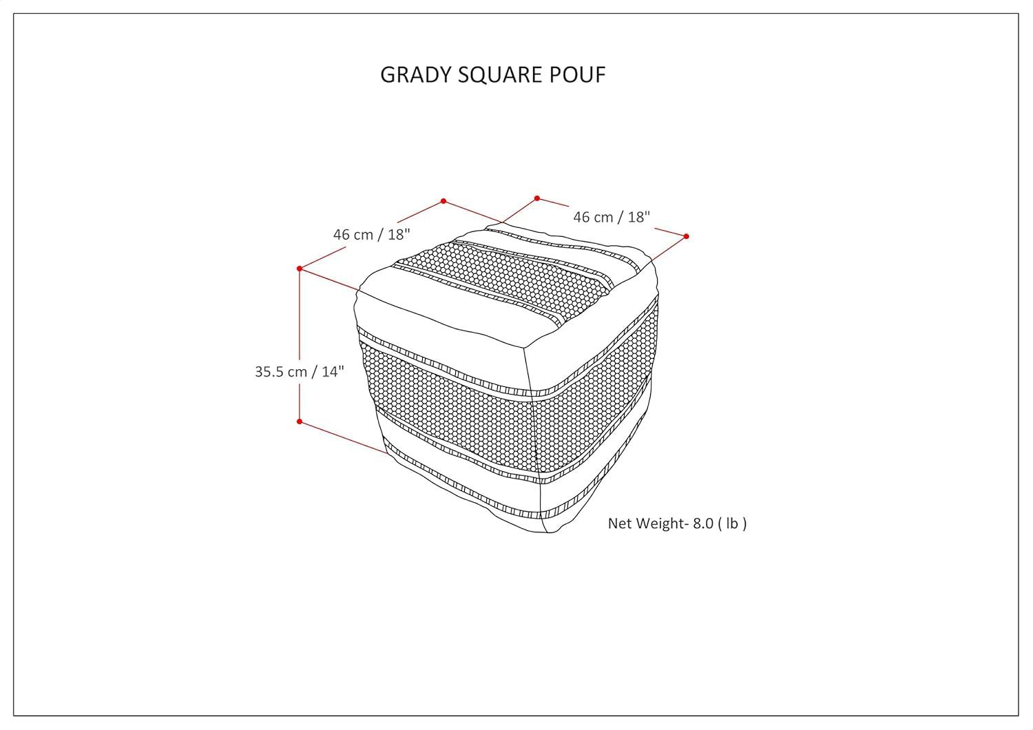 Grady Green and Natural Handloom Woven Square Pouf