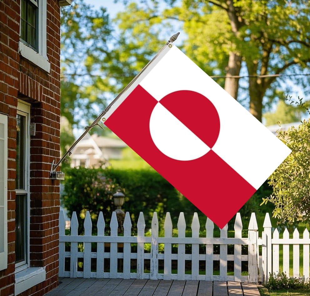 AGAS Greenland Flag 3x5 ft Double Stitched Hem 100% Polyester Metal Grommets Indoor Denmark Greenlander National Flag