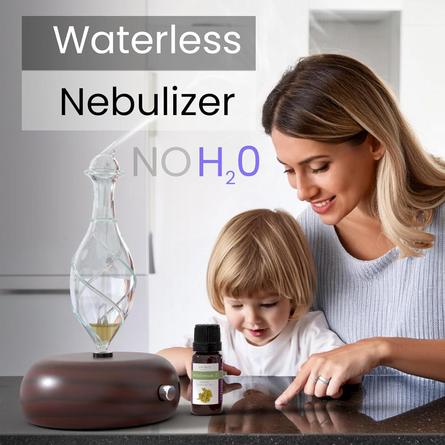 ArOmis Aromatherapy Diffuser - Professional Grade - Wood and Glass (Orbis Nox Vitis), Premium, Essential Oil Diffuser, Nebulizer, Nebulizing Machine, Waterless