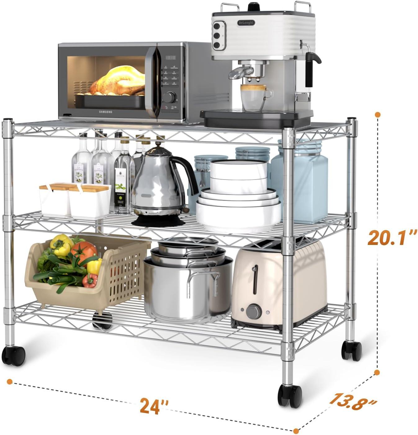 Chrome 3-Tier Heavy Duty Steel Storage Shelving Unit