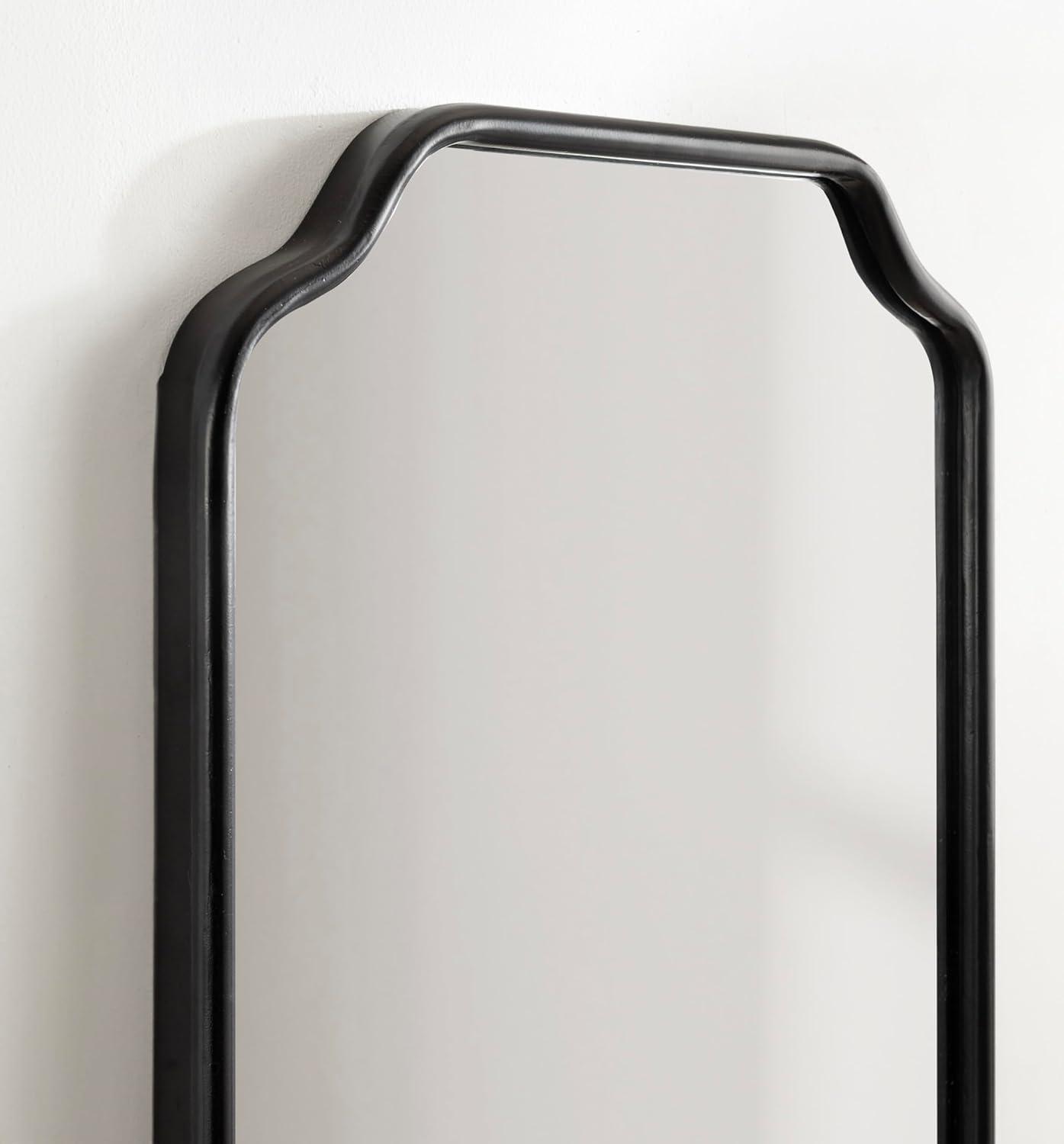 Kate & Laurel All Things Decor 18"x48" Plumley Framed Wall Mirror Black: Scallop Corner, Wall Mount