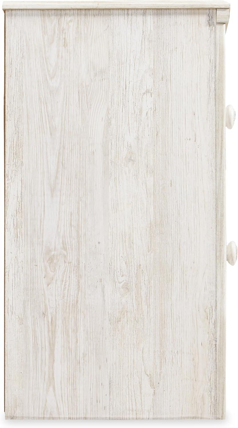 Paxberry Two Drawer Nightstand White Wash - Signature Design by Ashley: Traditional Style, USB Port, Storage Function
