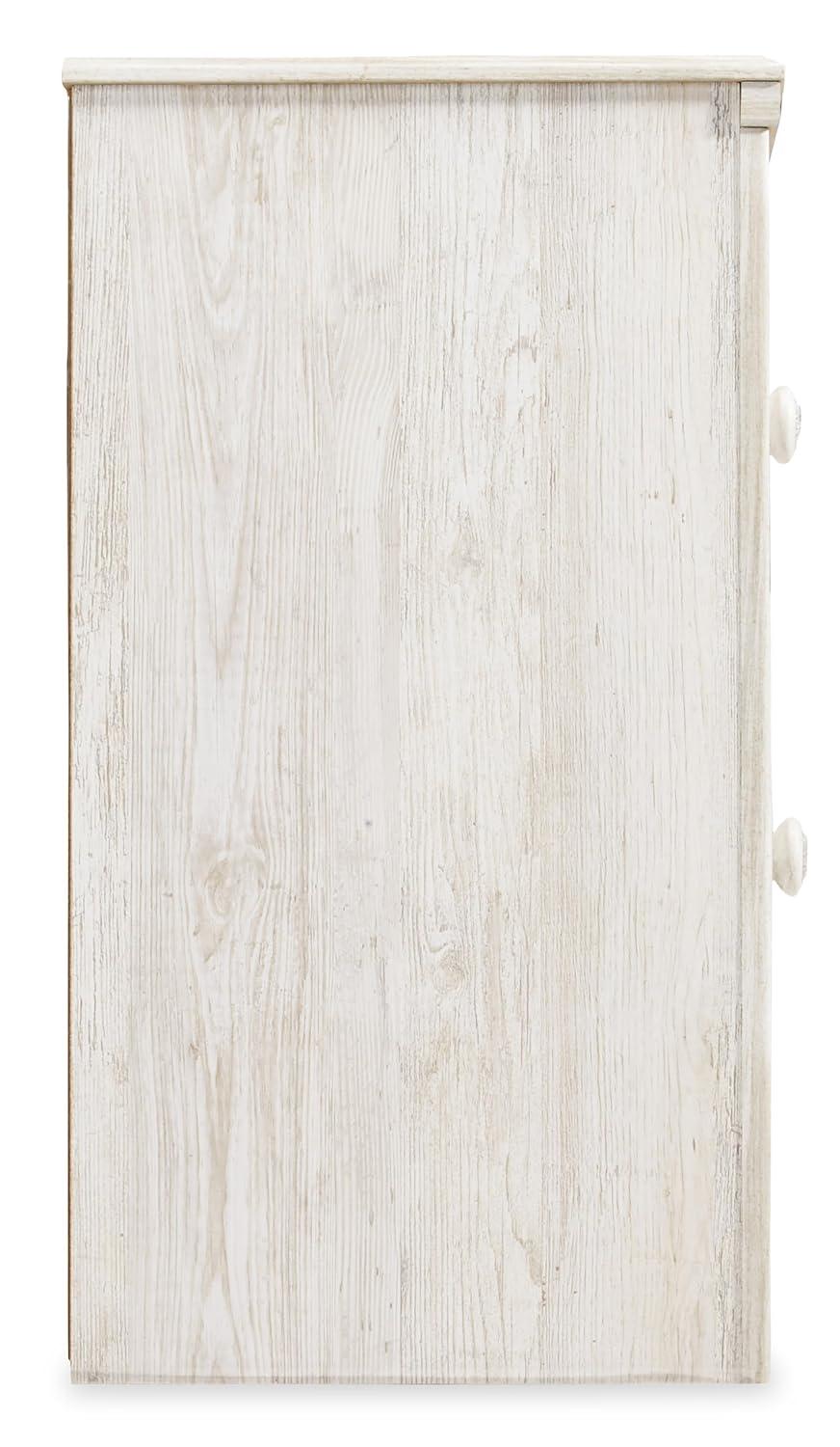 Paxberry Two Drawer Nightstand White Wash - Signature Design by Ashley: Traditional Style, USB Port, Storage Function