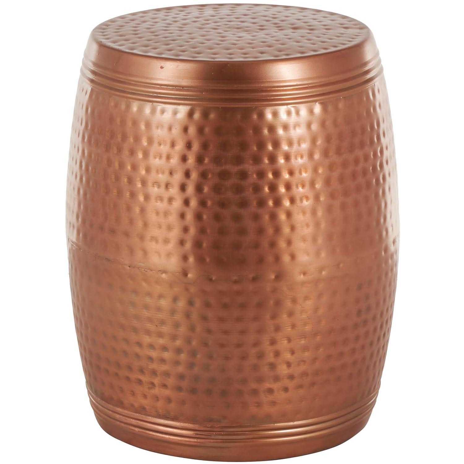 Metal Drum Copper Colored Accent Table - Olivia & May: Hammered Aluminum, Indoor Use, Fully Assembled