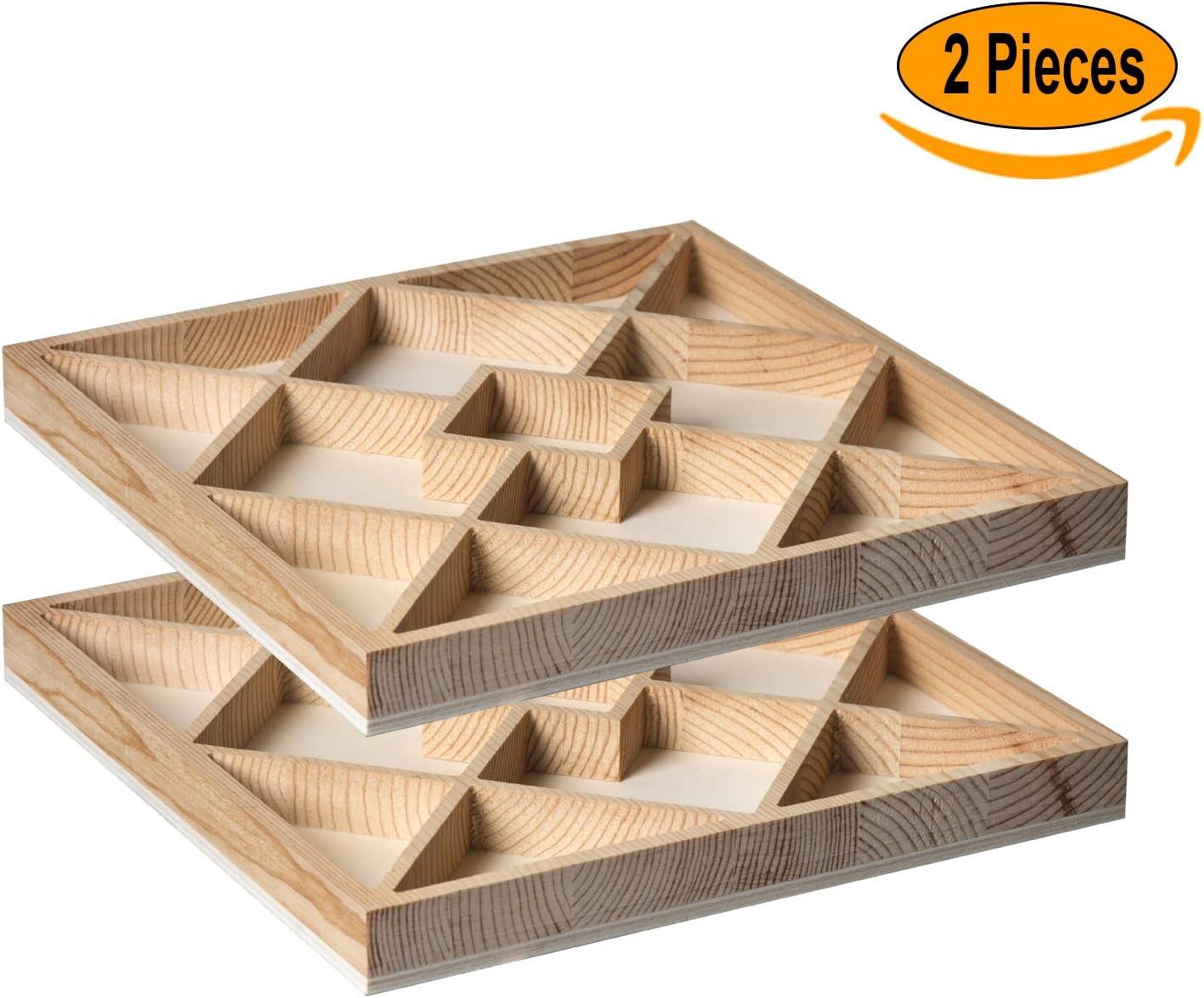 Square Sectional Wooden Trays 4 Pack 10"X10"X1.13"