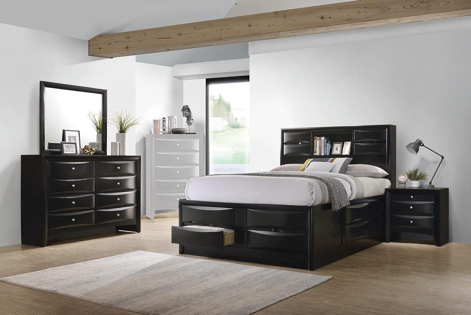 Briana Storage Bedroom Set with Bookcase Headboard Black