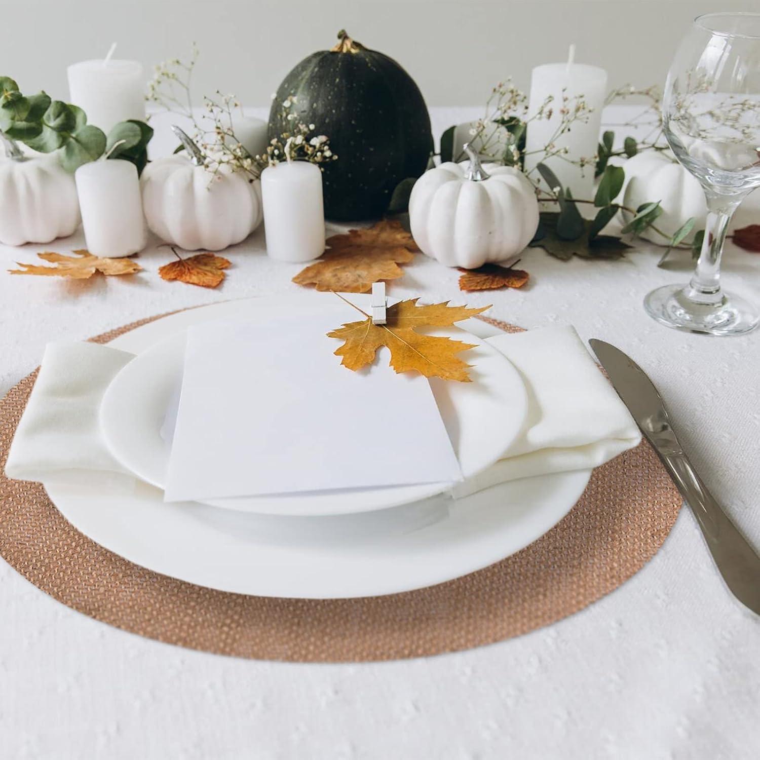 Rustic Burlap Round Placemats - 12" Diameter Burlap Circle Rustic Table Decorations (Set of 12) - Rustic Farmhouse Table Setting for Weddings, Dining & Event Decor