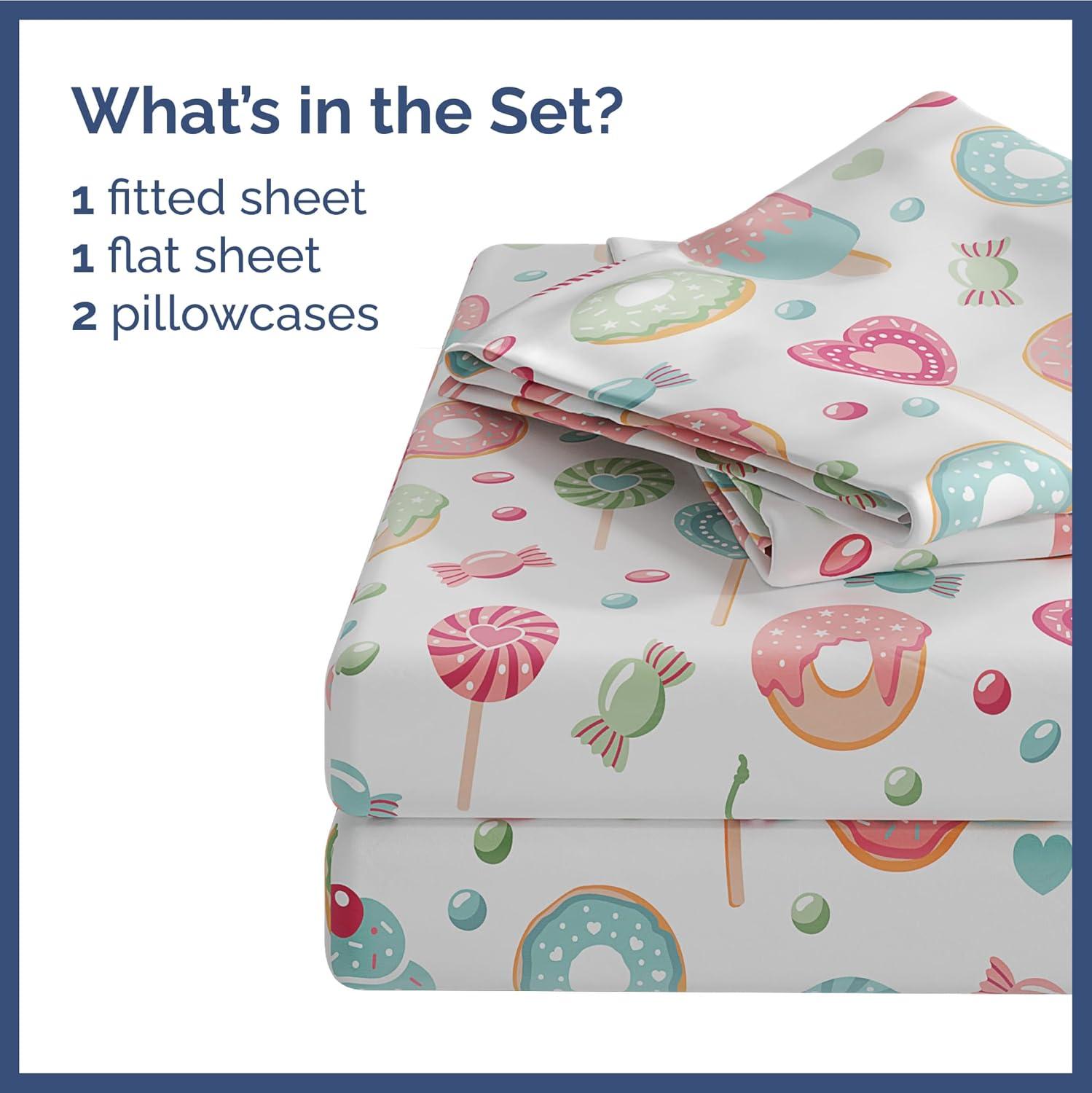 CGK Linens 4 Piece Kids Microfiber Sheet Set - Wrinkle Free - Cute, Cozy, Soft