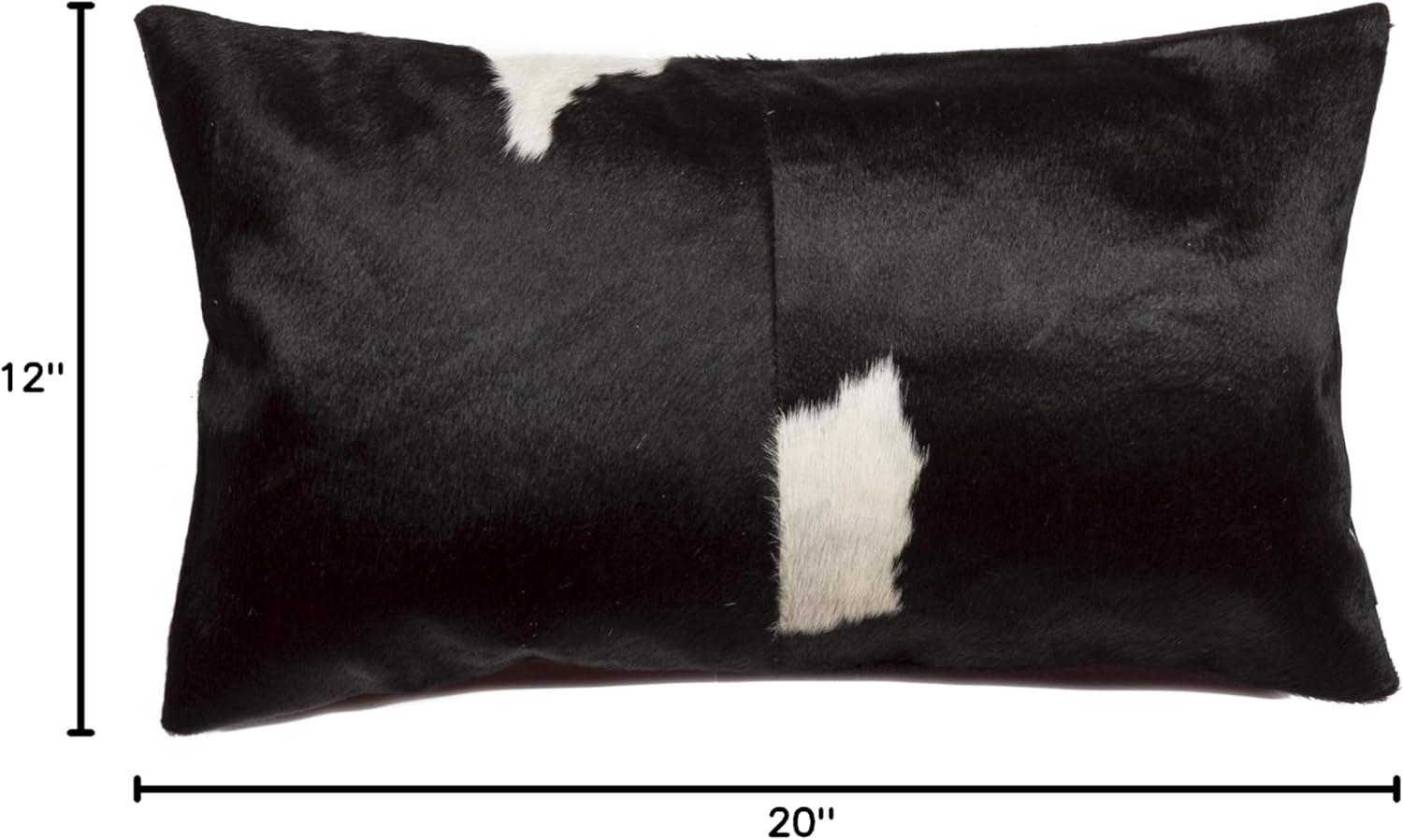 Black and White Cowhide Rectangular Throw Pillow