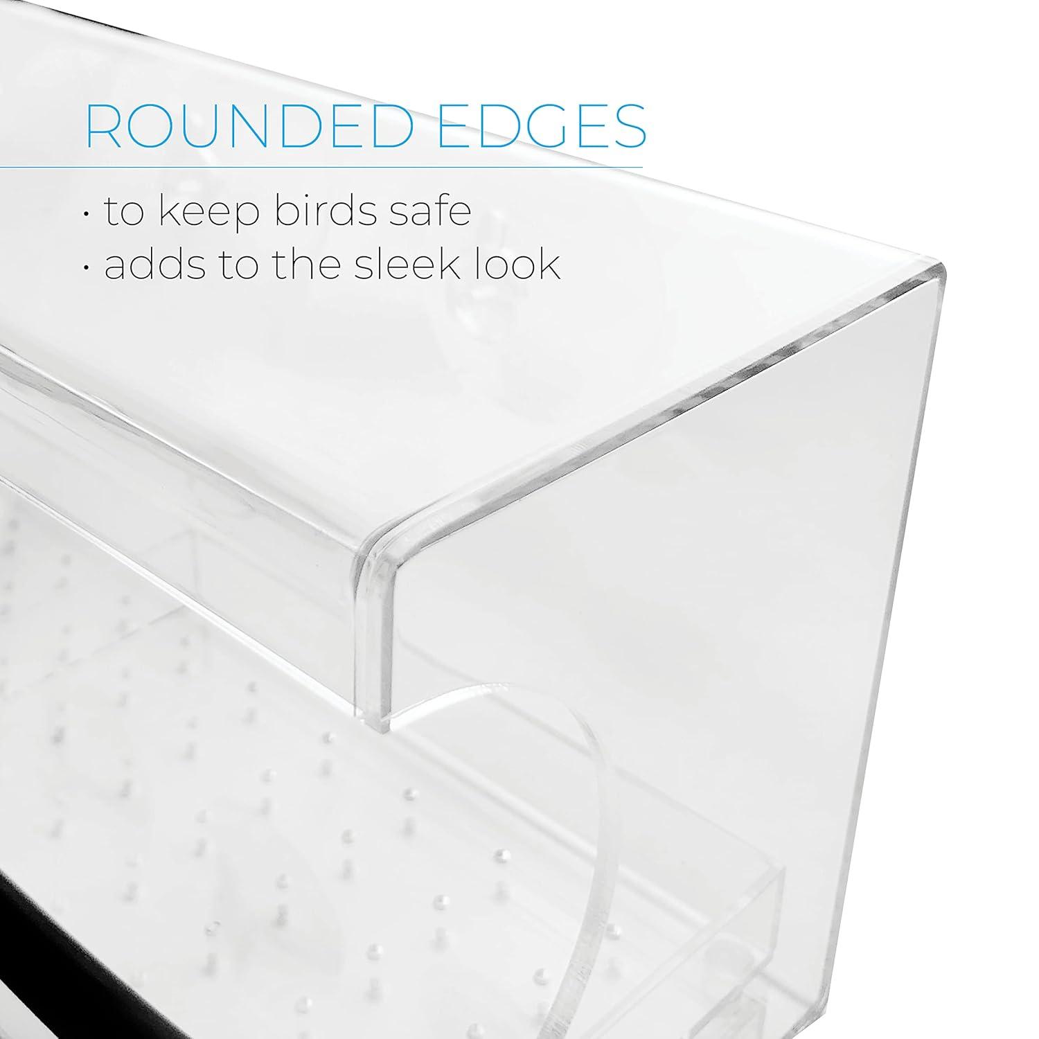 Clear Acrylic Window-Mounted Bird Feeder with Removable Seed Tray