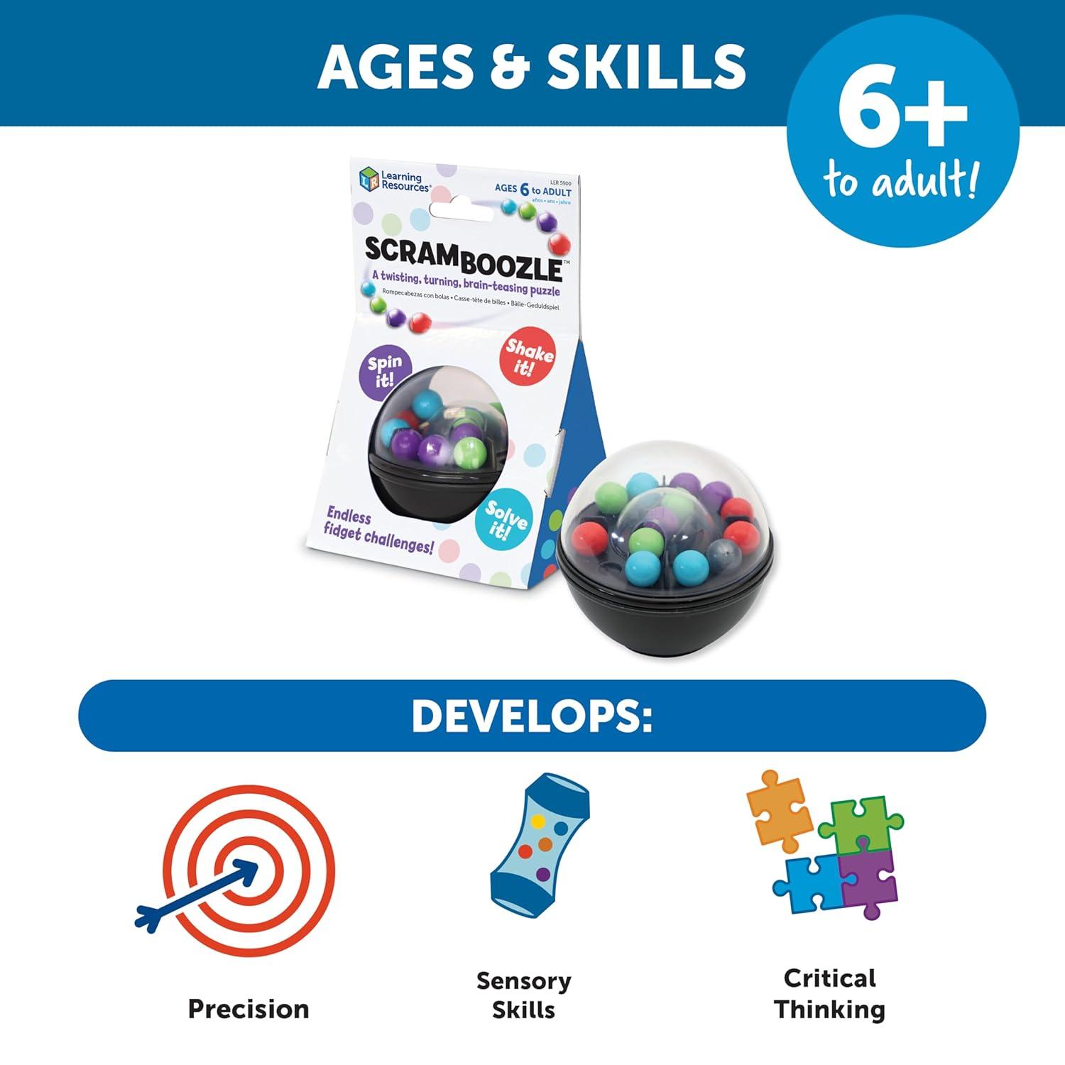 Learning Resources Scramboozle! Puzzle Ball, 3-D Brain Teaser Puzzle Game for Kids and Adults Ages 6 and Up