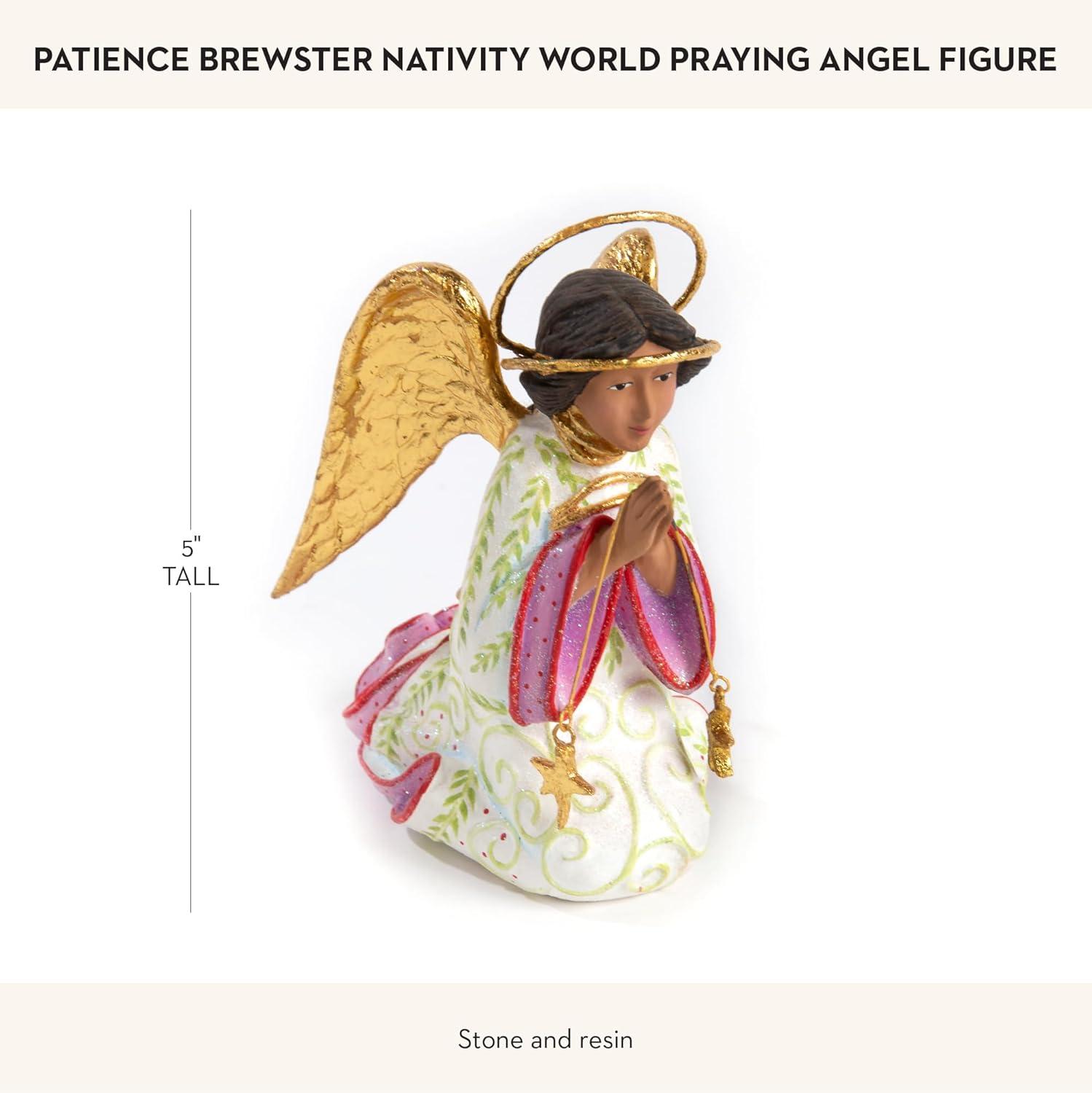 Golden Halo Praying Angel Nativity Figurine