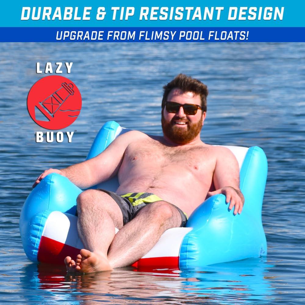 GoFloats Lazy Buoy Floating Lounge Chair with Cup Holders - The Most Comfortable Pool Float EVER