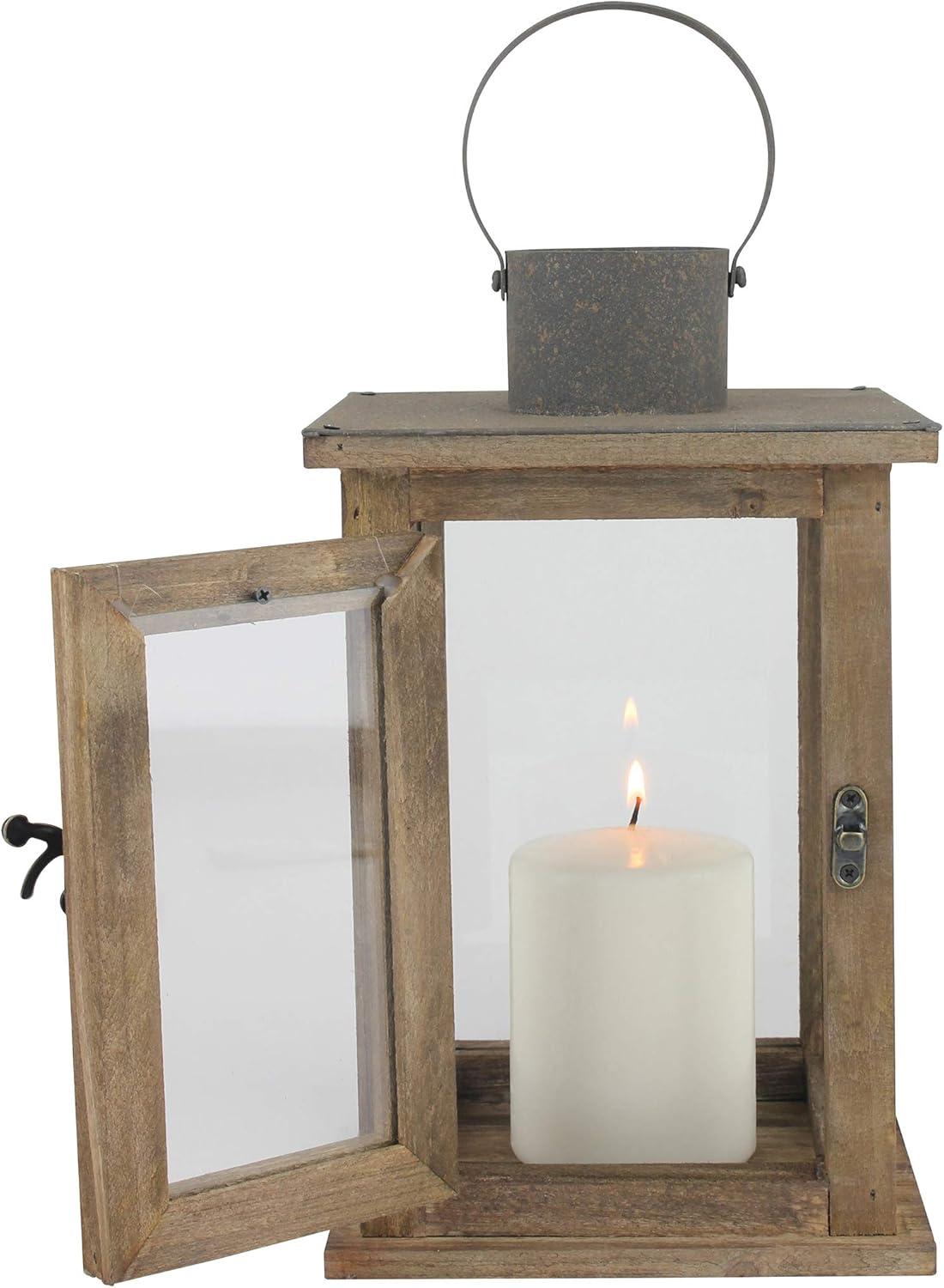 Stonebriar Rustic Wooden Candle Holder Lantern - CKK Home Decor