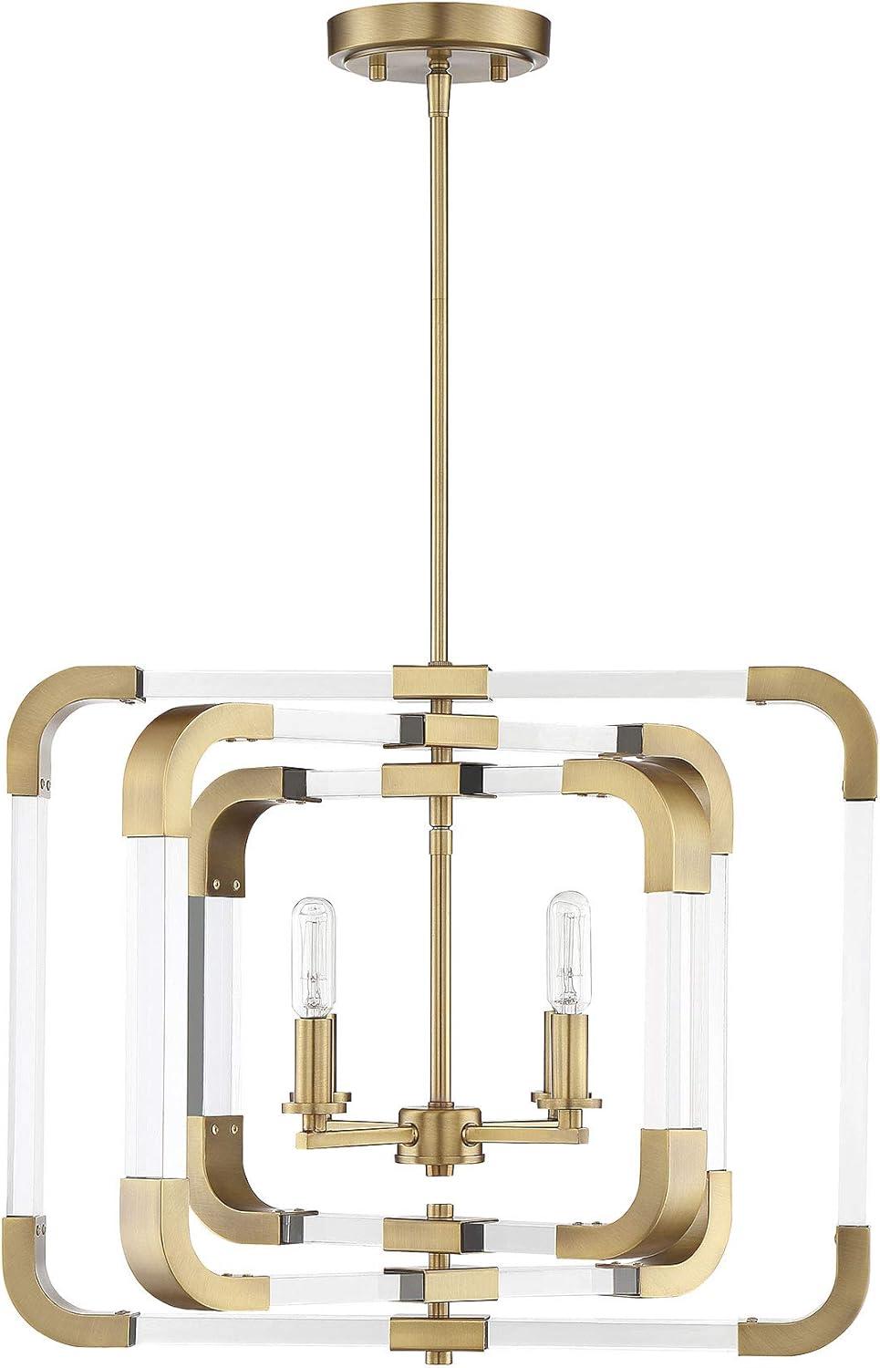 Savoy House Rotterdam 4 - Light Semi-Flush Mount in Warm Brass