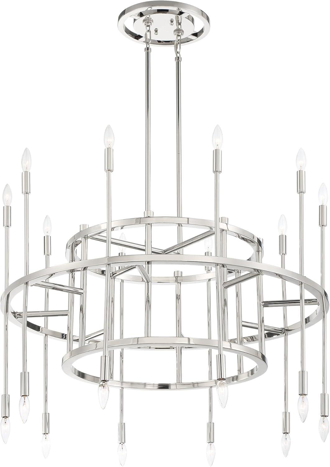 Aries 20-Light Polished Nickel and Crystal Chandelier