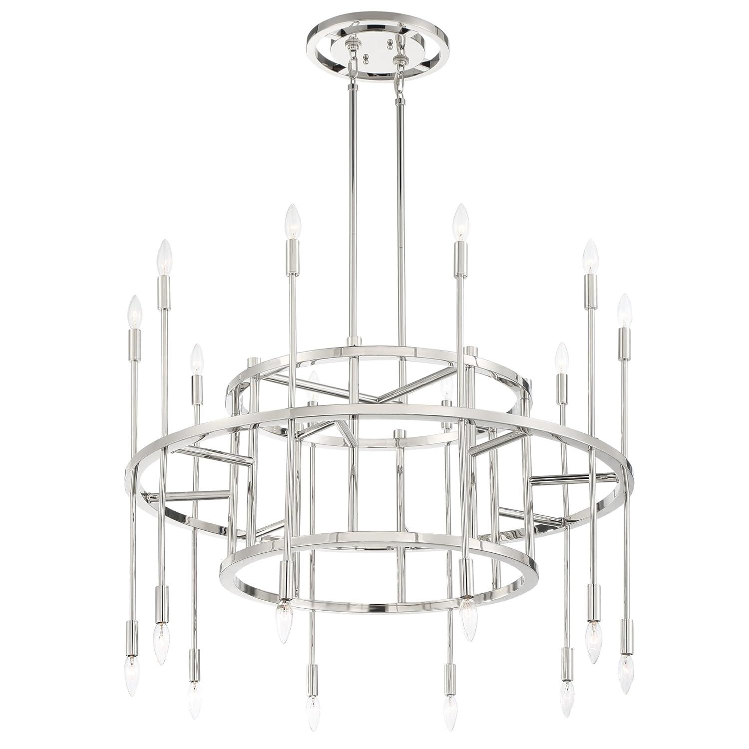 Aries 20-Light Polished Nickel and Crystal Chandelier