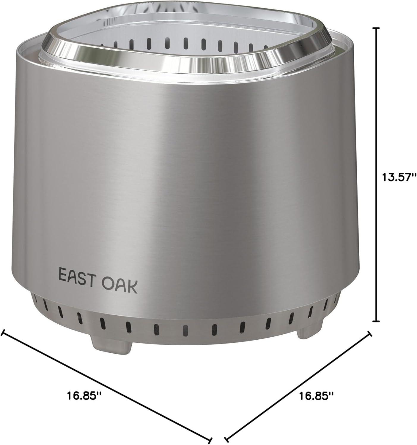 INKEDZ Camber Smokeless Fire Pit for Outside Patio, 304 Stainless Steel Wood Burning Fireplaces, Portable Outdoor Bonfire Pit with Poker, Stand & Removable Ash Pan for Camping, Chisel Steel