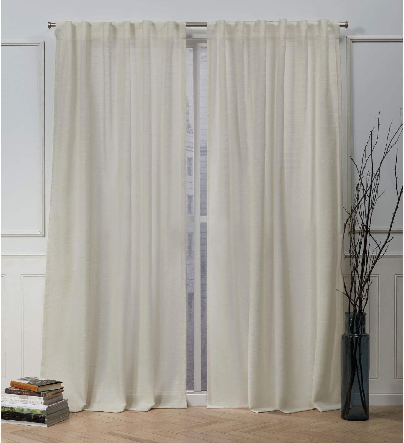 Nicole Miller Faux Linen Slub Textured Hidden Tab/Rod Pocket Top Light Filtering Curtain Panel Pair