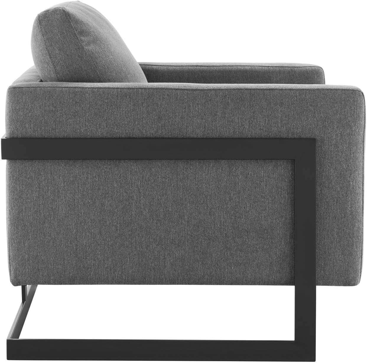 Modway Posse Upholstered Fabric Upholstered Accent Chair in Black and Charcoal