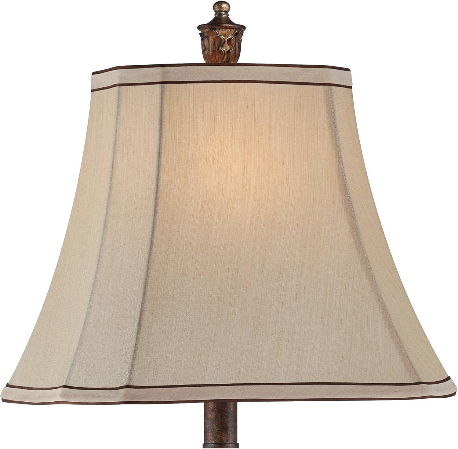 Regency Hill Traditional Table Lamp 25" High Old Oak Antique Petite Vase Beige Rectangular Shade for Living Room Family Bedroom Bedside