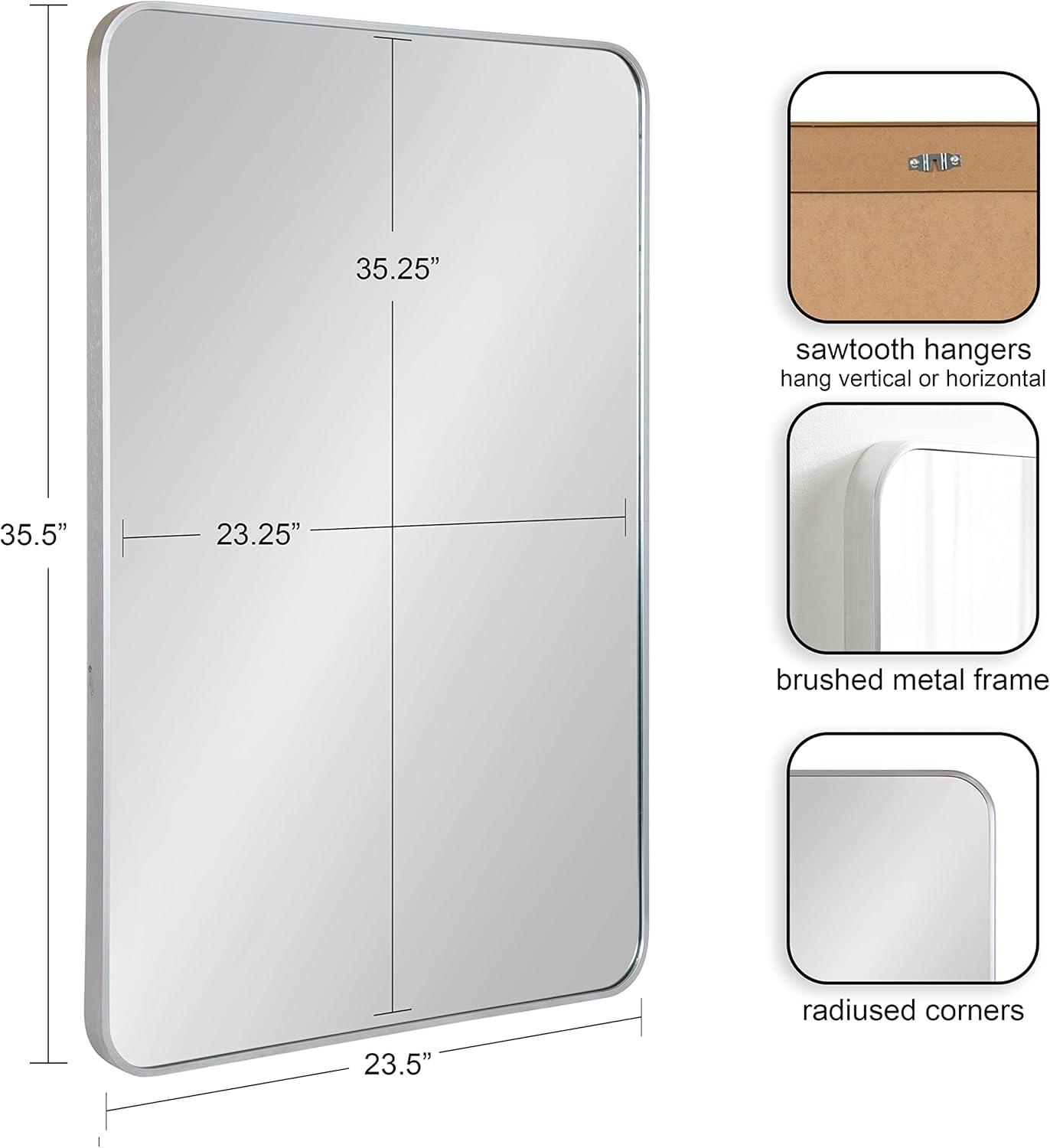 Zayda Sleek Silver Aluminum 24x36 Rectangular Wall Mirror