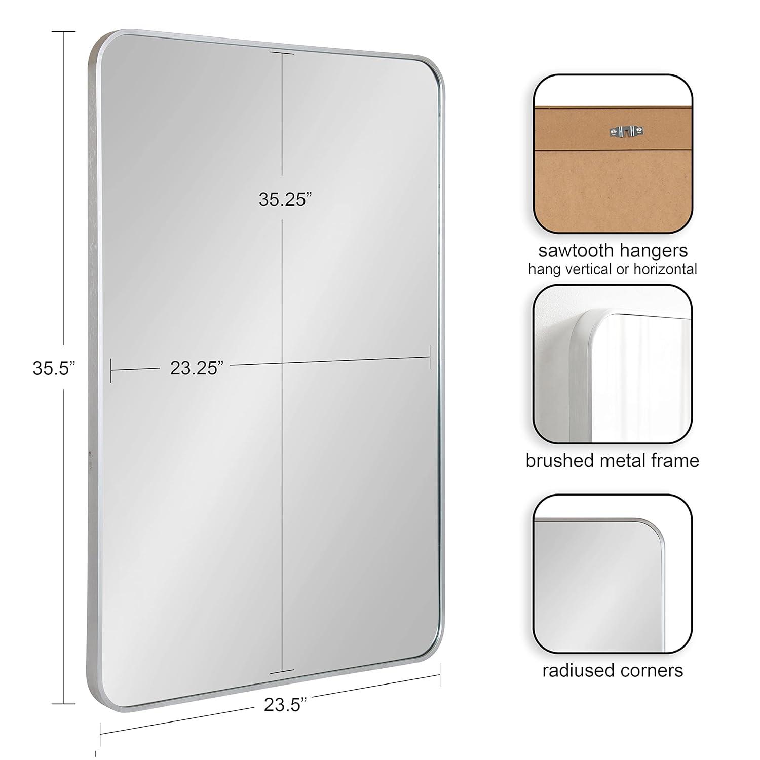Kate and Laurel Zayda Radius Rectangle Framed Wall Mirror, 24x36, Silver