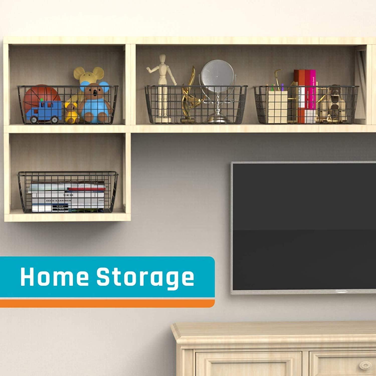 Wire Baskets for Organizing Household 2 Pack Pantry Baskets For Storage Pantry Wire Black Metal Storage Bins