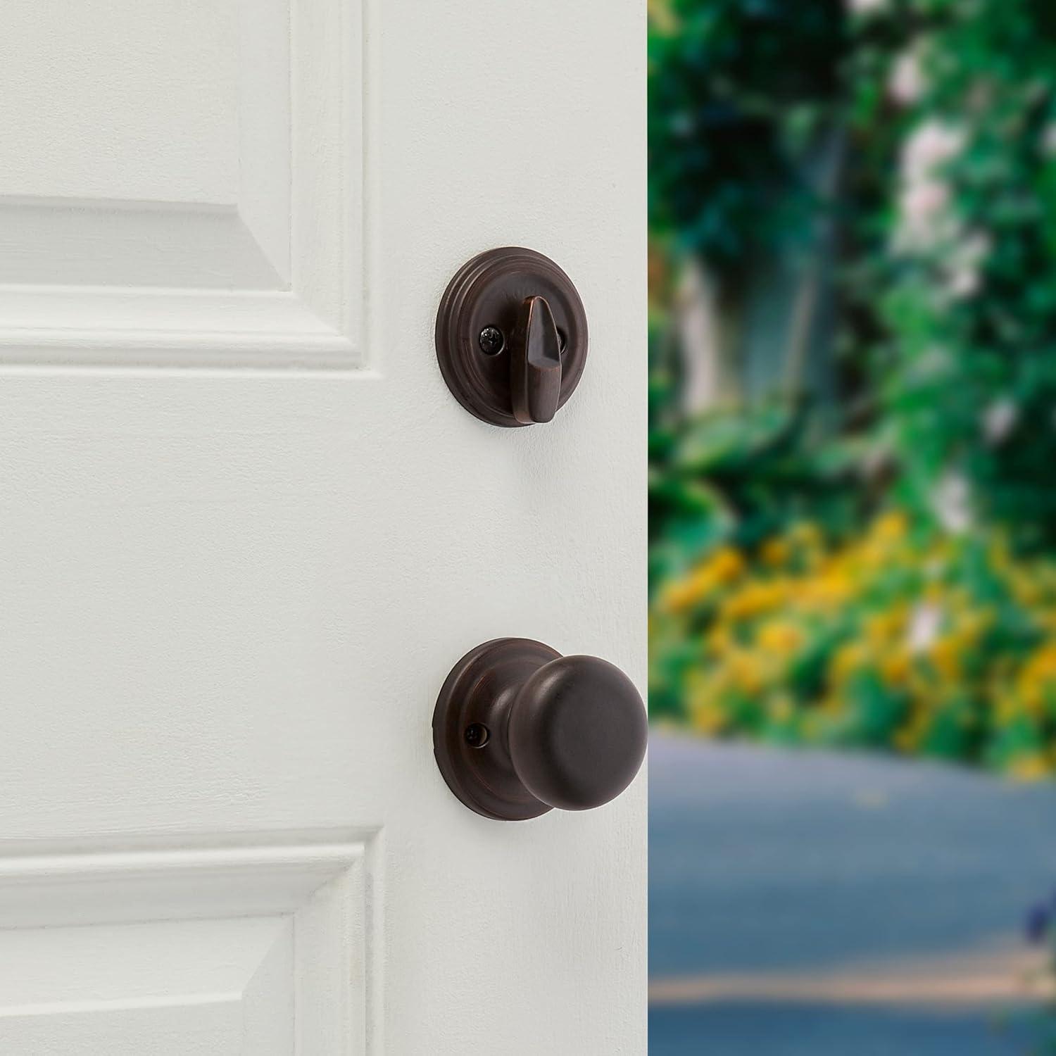 Hawthorne Handleset with Single Cylinder Deadbolt and Juno Door Knob and Rosette