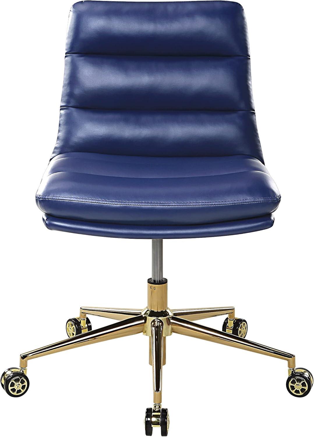 Legacy Office Chair in Navy Faux Leather with Gold Base