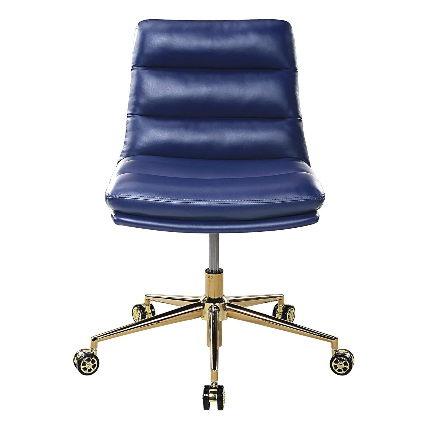 Legacy Office Chair in Navy Faux Leather with Gold Base