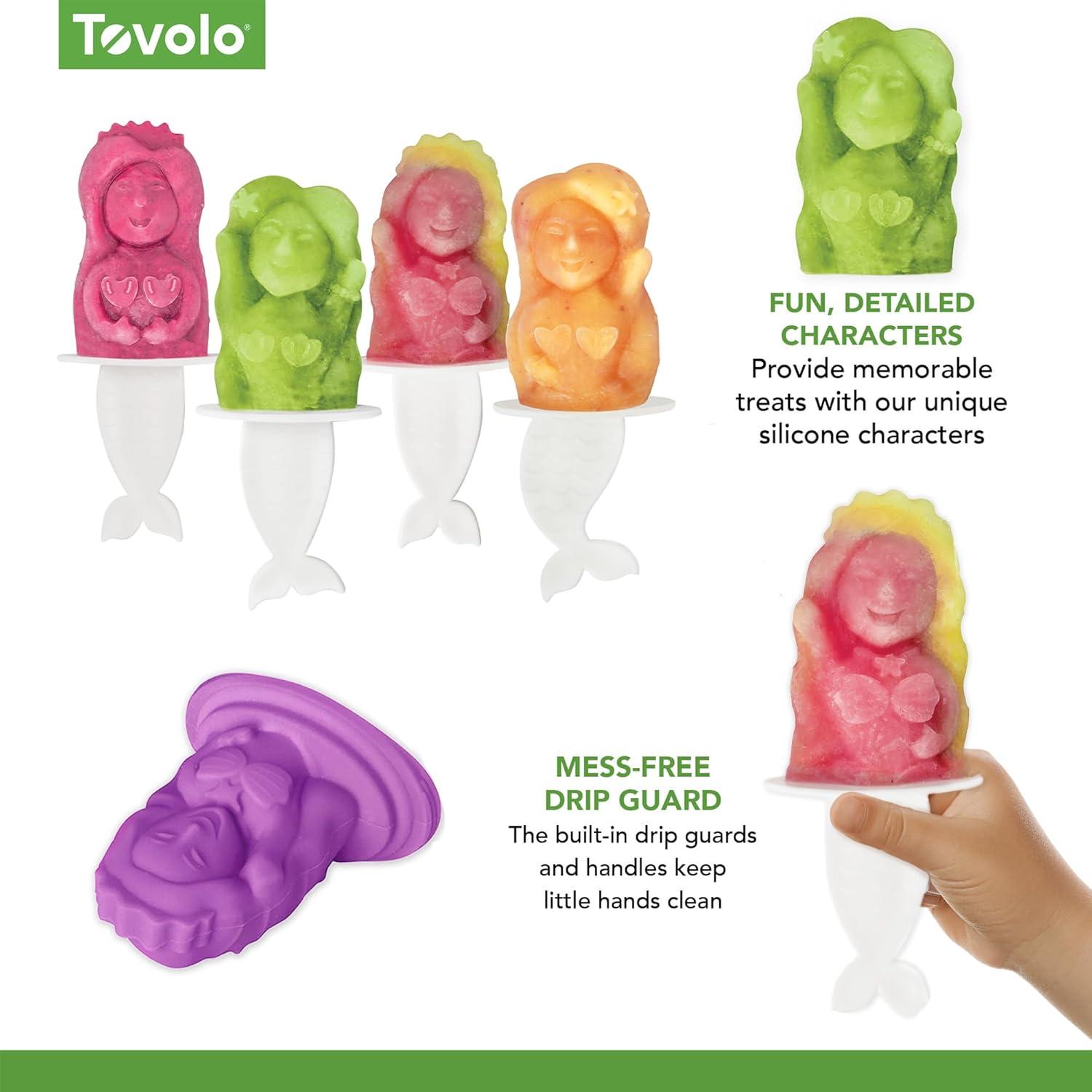 Tovolo Mermaid Popsicle Mold: 4-Cavity, Dishwasher-Safe, Clear Plastic, 5-Piece Set, 2.6 oz Capacity per Cavity