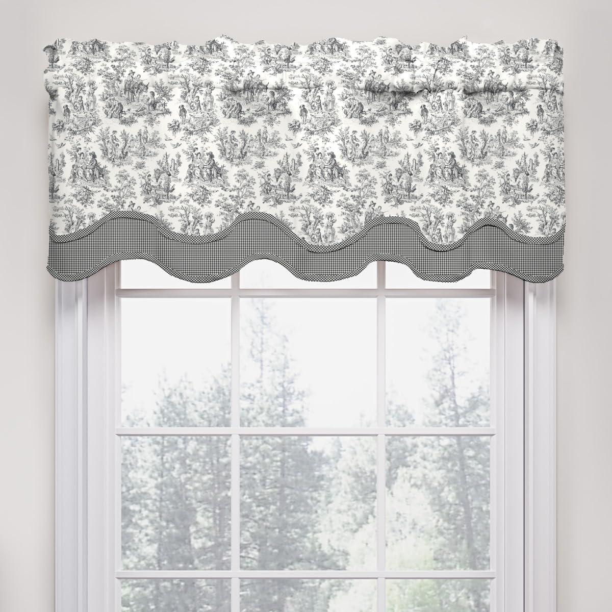 Charmed Life Toile Cotton Scalloped 52'' W Window Valance