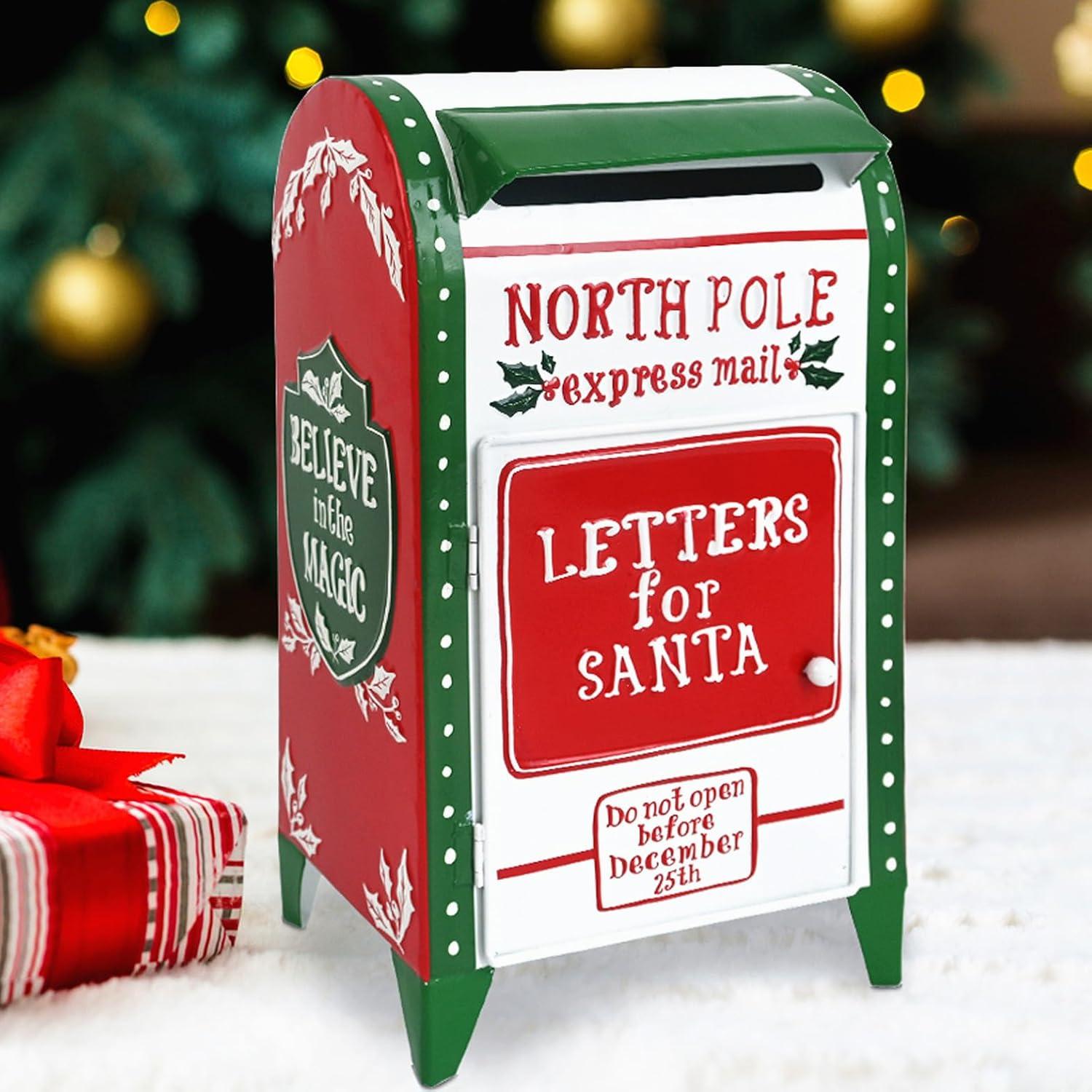 Letters To Santa Mailbox North Pole Post Vintage Mailbox Mailbox Letters Decoration Boxes Christmas Farmhouse Decor