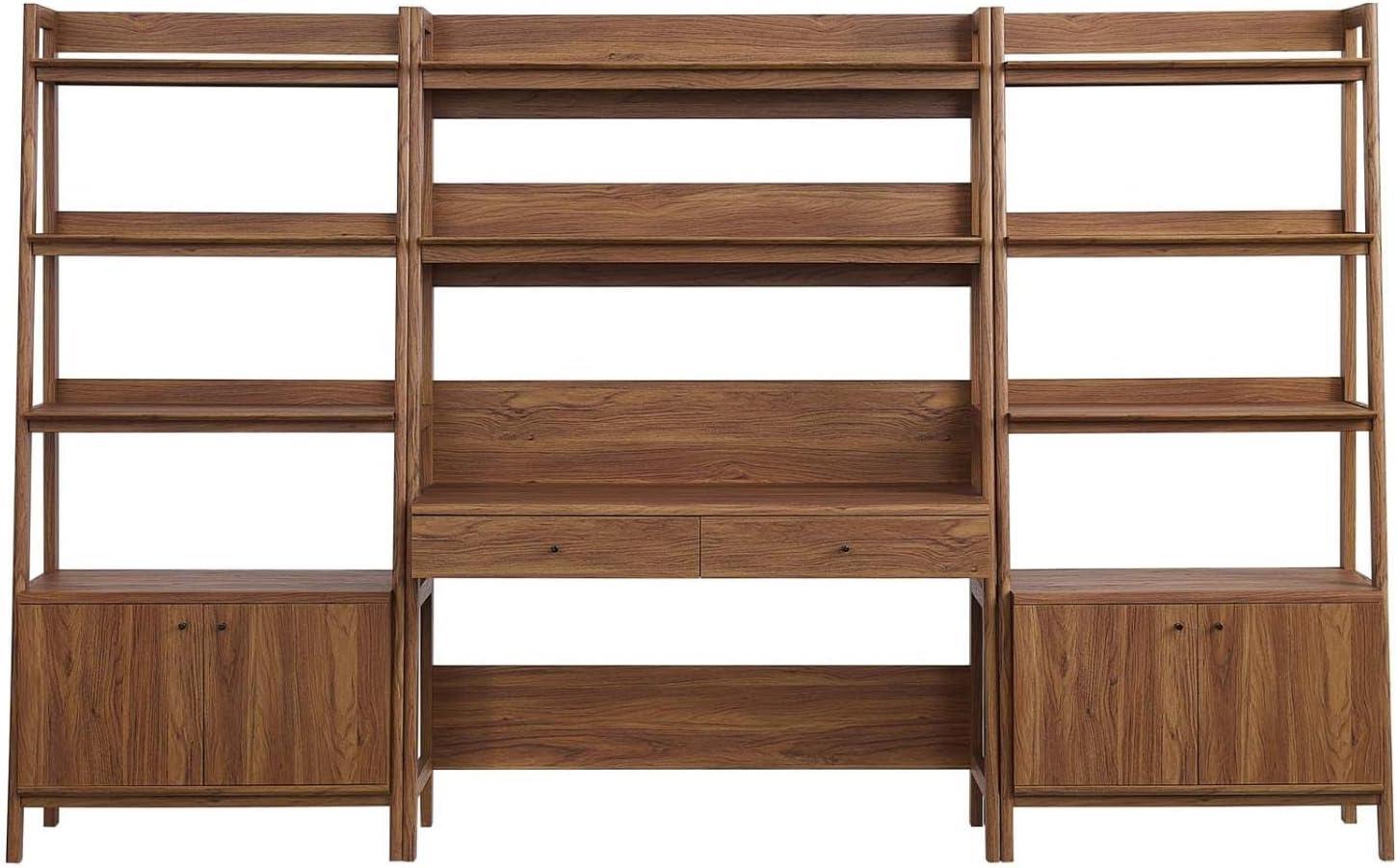 Modway Bixby 3-Piece Wood Office Desk and Bookshelf