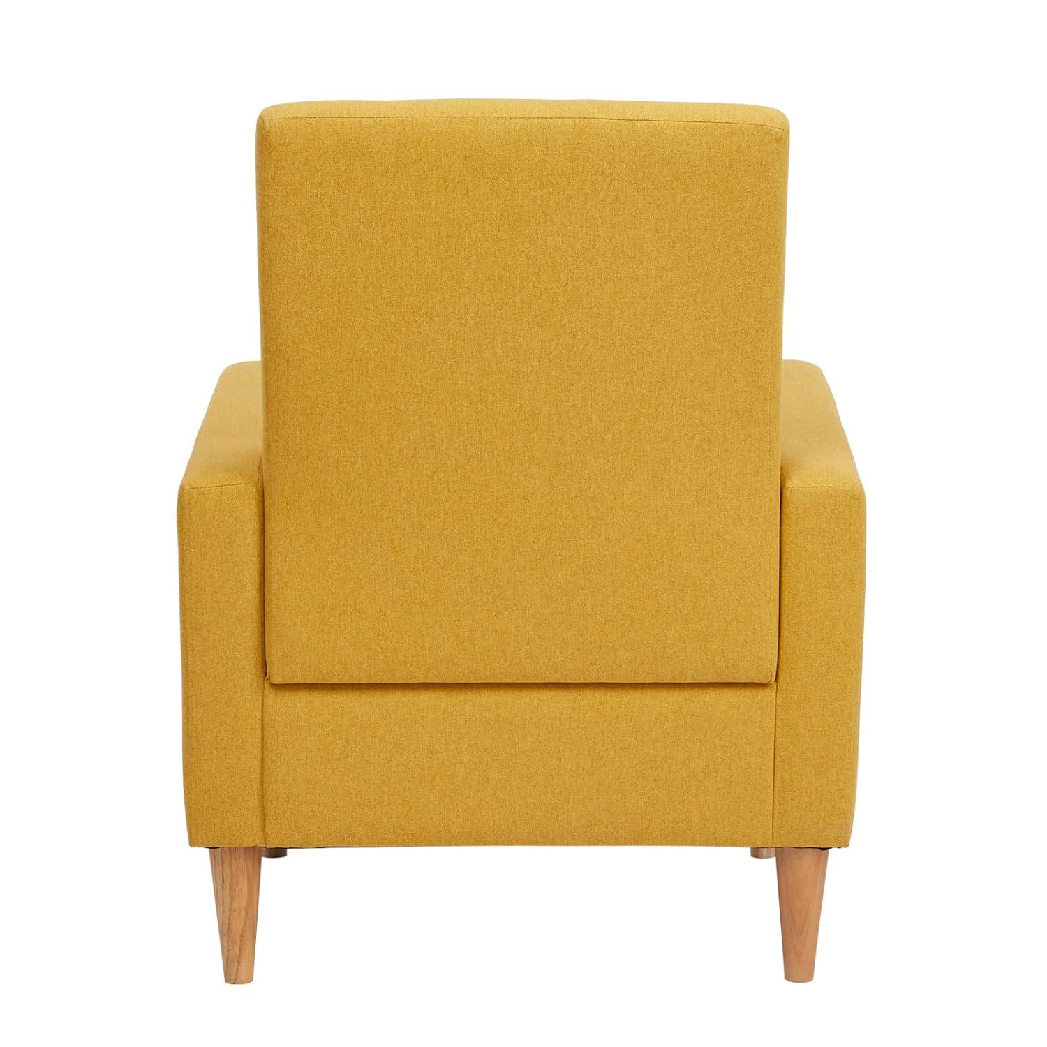 Hokku Designs Modern Upholstered Accent Chair Armchair with Pillow, Fabric Reading Living Room Side Chair,Single Sofa with Lounge Seat and Wood Legs,